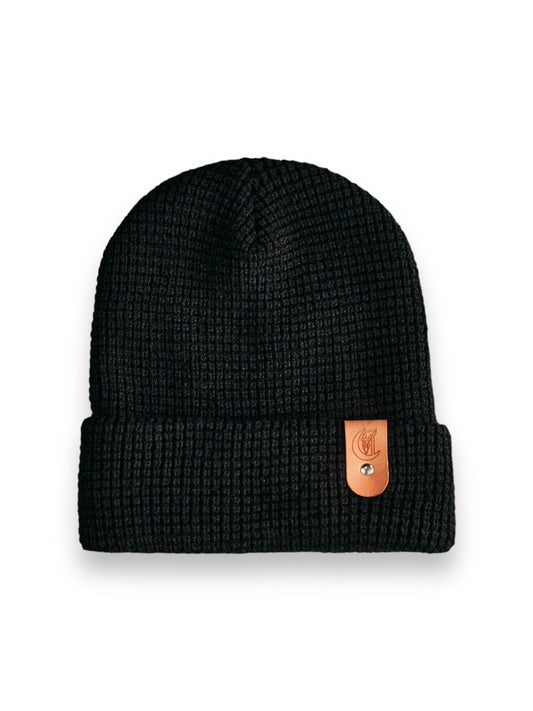 Waffle knit beanie Black