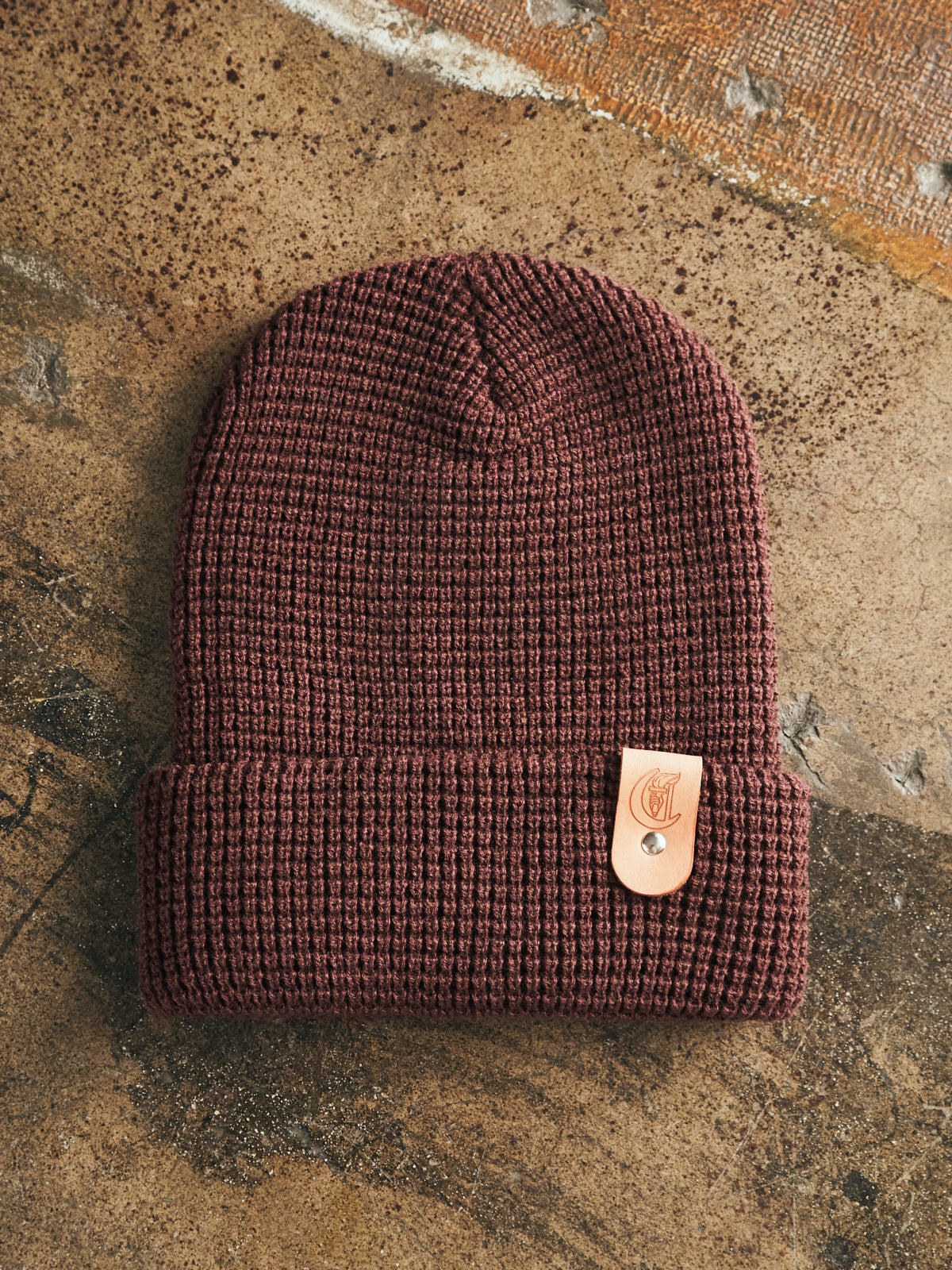 Waffle knit beanie Brown