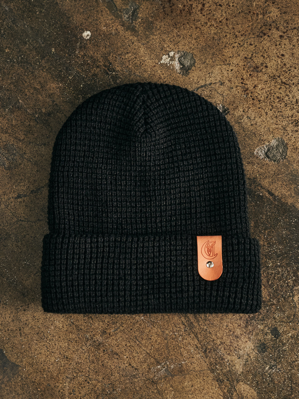 Waffle knit beanie Black