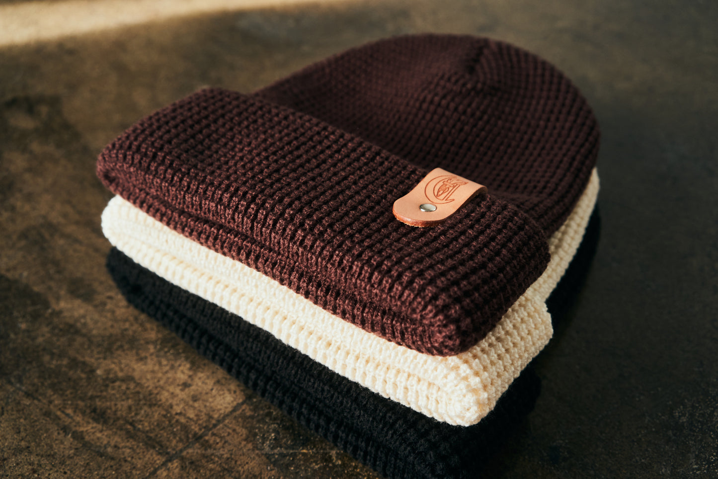 Waffle knit beanie Brown